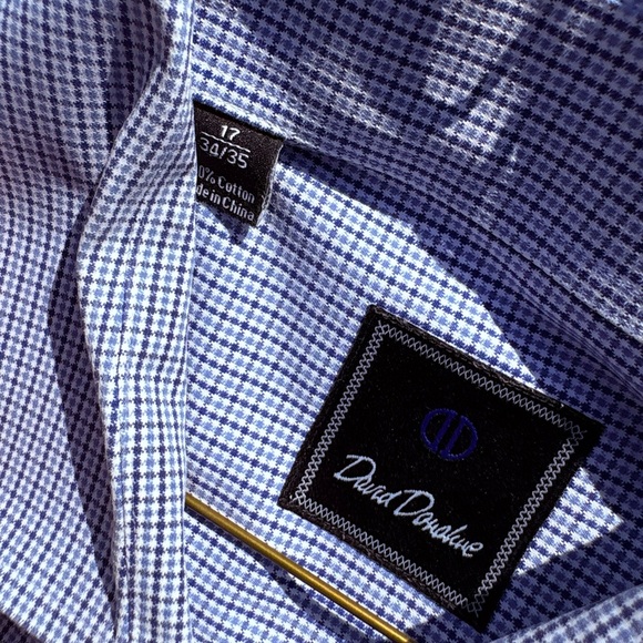 David Donahue | Blue Checkered Dress Shirt | Neck 17 / 34–35 - Picture 4 of 5